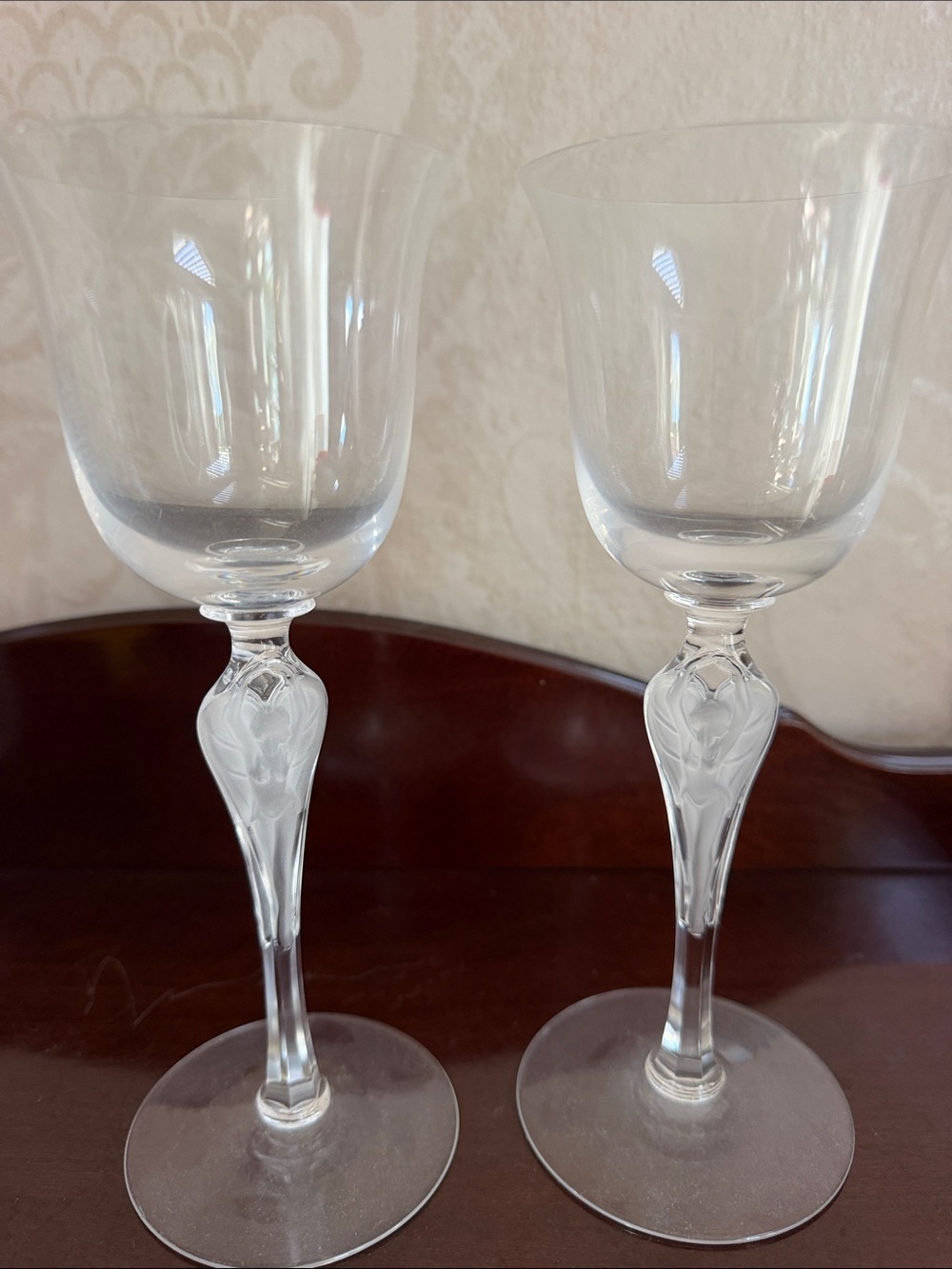 Pair FABERGE PAVLOVA Ballerina Clear Wine Glass Set
